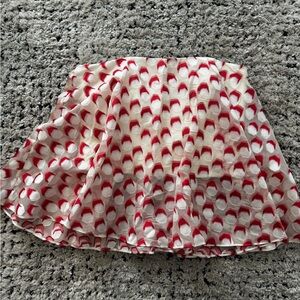 Stylish Red and White Patterned Skirt